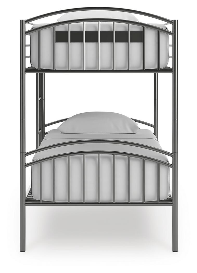 Lanceburg Gray Twin over Twin Bunk Bed and 2 Mattresses - PCB400B1