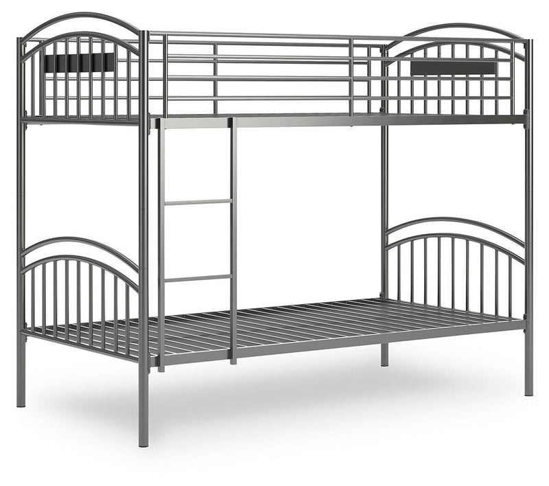Lanceburg Gray Twin over Twin Bunk Bed with Ladder - PCB400-59