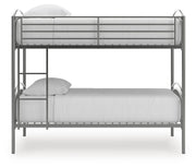 Lanceburg Gray Twin over Twin Bunk Bed with Ladder - PCB400-59