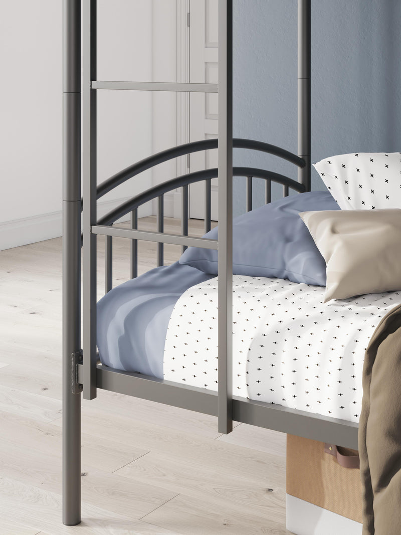 Lanceburg Gray Twin over Twin Bunk Bed with Ladder - PCB400-59