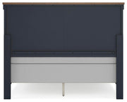 Landocken Brown/Blue Queen Panel Bed, Dresser and Mirror - B414B11