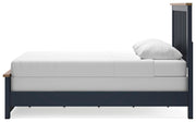 Landocken Brown/Blue Queen Panel Bed, Dresser and Mirror - B414B11