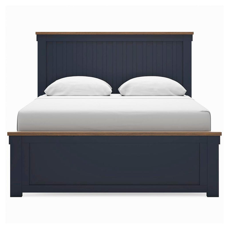 Landocken Brown/Blue Queen Panel Bed, Dresser and Mirror - B414B11