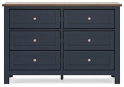 Landocken Brown/Blue Twin Panel Bed, Dresser, Chest and Nightstand - B414B20