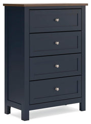 Landocken Brown/Blue Twin Panel Bed, Dresser, Chest and Nightstand - B414B20