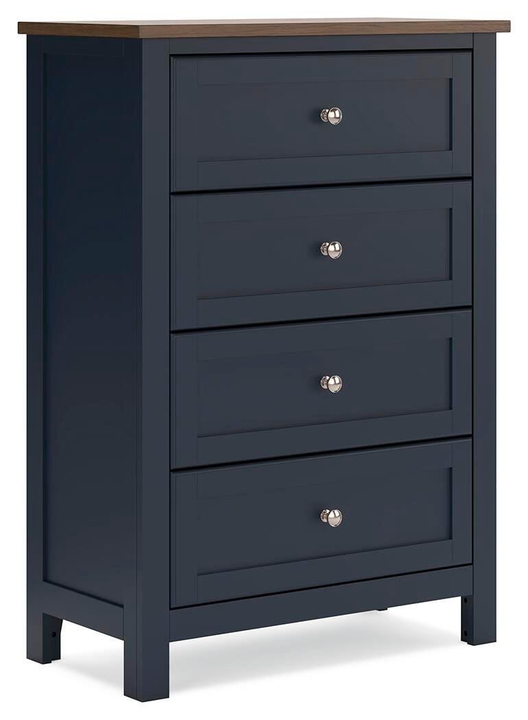 Landocken Brown/Blue Twin Panel Bed, Dresser, Chest and Nightstand - B414B20