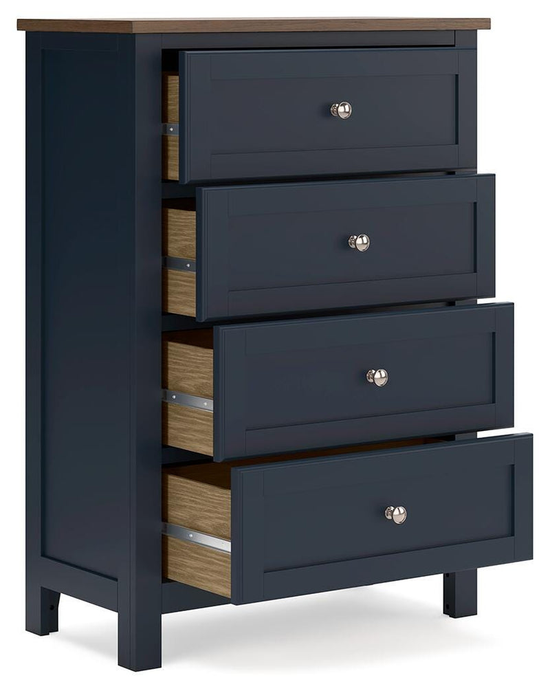 Landocken Brown/Blue Twin Panel Bed, Dresser, Chest and Nightstand - B414B20