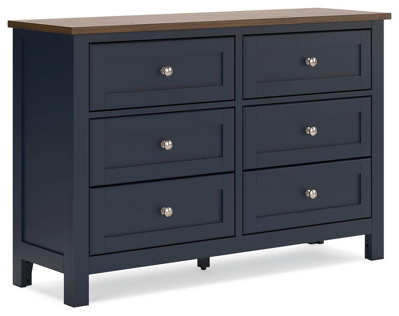Landocken Brown/Blue Twin Panel Bed, Dresser, Chest and Nightstand - B414B20