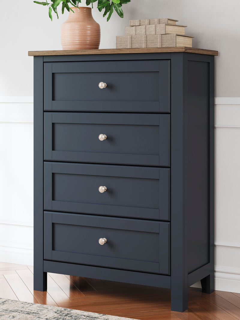 Landocken Brown/Blue Twin Panel Bed, Dresser, Chest and Nightstand - B414B20