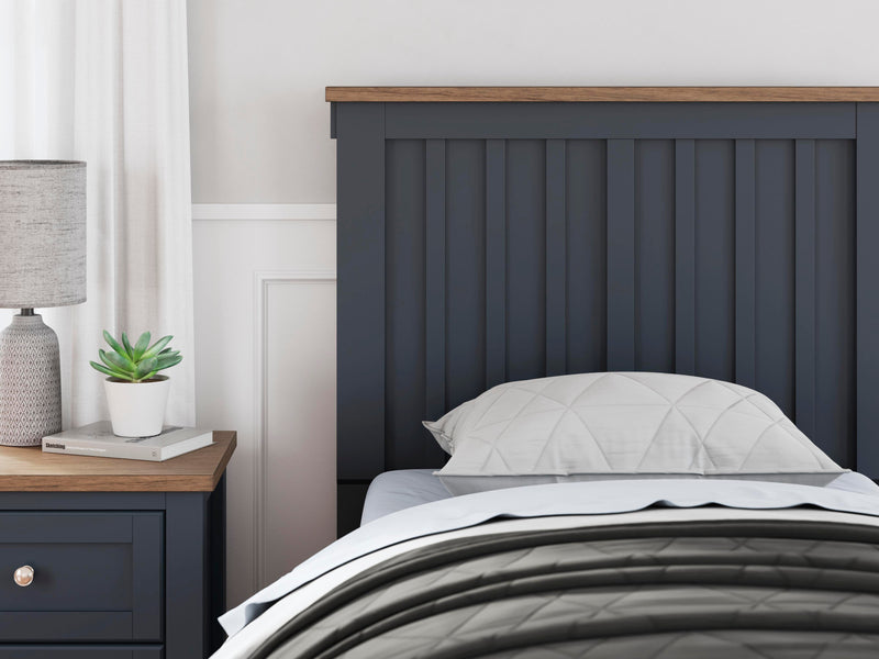 Landocken Brown/Blue Twin Panel Bed, Dresser, Chest and Nightstand - B414B20