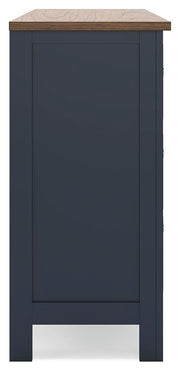 Landocken Brown/Blue Twin Panel Bed, Dresser, Chest and Nightstand - B414B20
