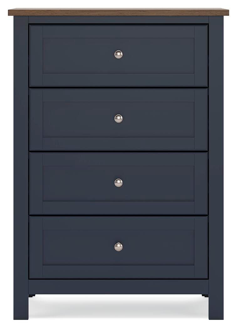 Landocken Brown/Blue Twin Panel Bed, Dresser, Chest and Nightstand - B414B20