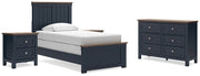 Landocken Full Panel Bed with Dresser and 2 Nightstands in Brown/Blue - PKG020336