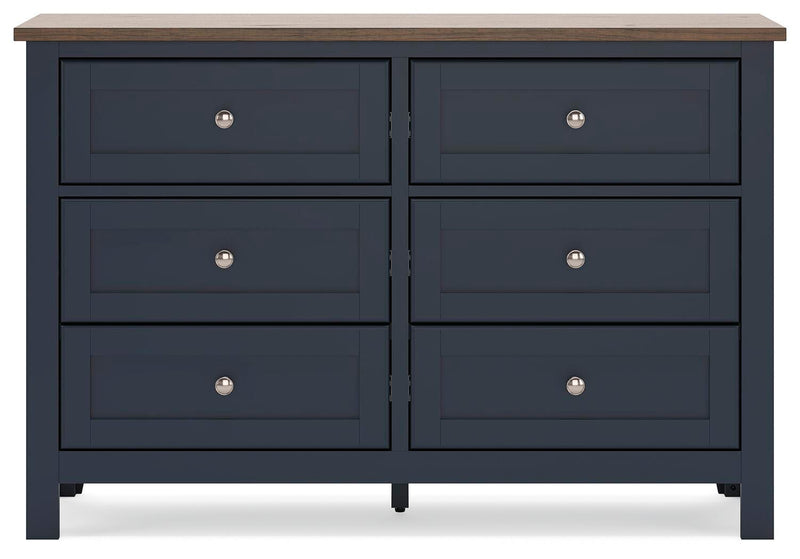 Landocken Full Panel Headboard and Dresser in Brown/Blue - PKG020599