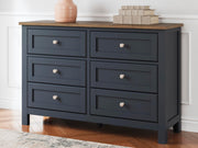 Landocken Full Panel Headboard and Dresser in Brown/Blue - PKG020599