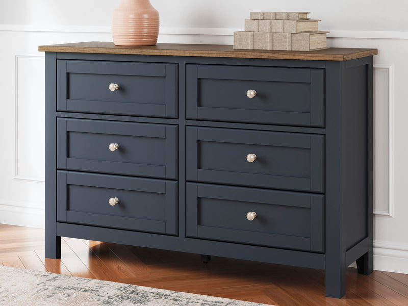 Landocken Full Panel Headboard and Dresser in Brown/Blue - PKG020599