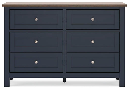 Landocken Full Panel Headboard and Dresser in Brown/Blue - PKG020599