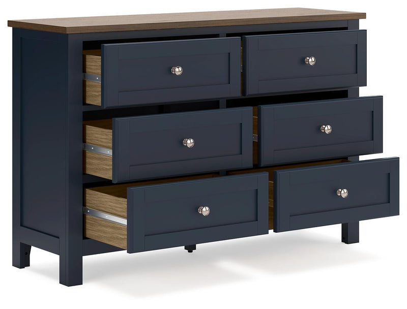 Landocken Full Panel Headboard and Dresser in Brown/Blue - PKG020599