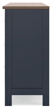 Landocken Full Panel Headboard and Dresser in Brown/Blue - PKG020599