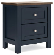 Landocken Full Panel Headboard with Dresser and 2 Nightstands in Brown/Blue from Ashley - Luna Furniture