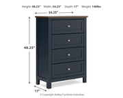 Landocken Full Panel Headboard with Mirrored Dresser, Chest and Nightstand in Brown/Blue from Ashley - Luna Furniture