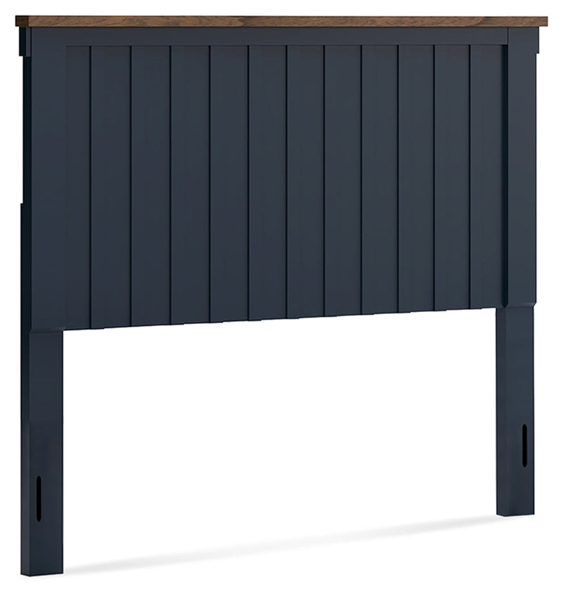 Landocken Full Panel Headboard with Mirrored Dresser, Chest and Nightstand in Brown/Blue from Ashley - Luna Furniture