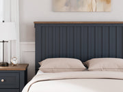 Landocken Full Panel Headboard with Mirrored Dresser, Chest and Nightstand in Brown/Blue from Ashley - Luna Furniture