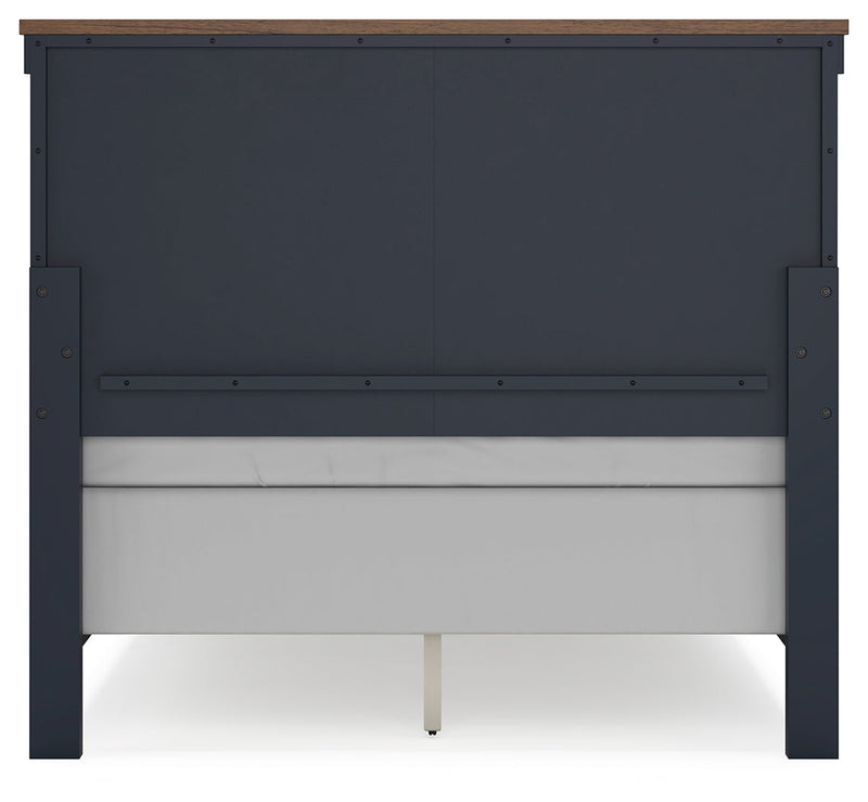 Landocken Full Panel Headboard with Mirrored Dresser in Brown/Blue from Ashley - Luna Furniture