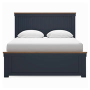 Landocken Queen Panel Bed with Mirrored Dresser and Chest in Brown/Blue - PKG020342