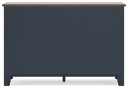 Landocken Queen Panel Headboard with Dresser and 2 Nightstands in Brown/Blue from Ashley - Luna Furniture