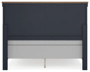 Landocken Queen Panel Headboard with Mirrored Dresser and 2 Nightstands in Brown/Blue from Ashley - Luna Furniture