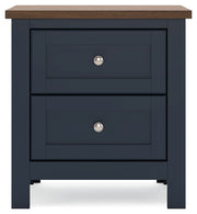 Landocken Queen Panel Headboard with Mirrored Dresser and 2 Nightstands in Brown/Blue from Ashley - Luna Furniture