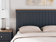 Landocken Queen Panel Headboard with Mirrored Dresser, Chest and Nightstand in Brown/Blue from Ashley - Luna Furniture