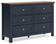 Landocken Twin Panel Headboard with Dresser and 2 Nightstands in Brown/Blue from Ashley - Luna Furniture