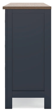 Landocken Twin Panel Headboard with Dresser and 2 Nightstands in Brown/Blue from Ashley - Luna Furniture