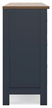 Landocken Twin Panel Headboard with Dresser and 2 Nightstands in Brown/Blue from Ashley - Luna Furniture
