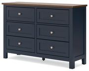 Landocken Twin Panel Headboard with Dresser and 2 Nightstands in Brown/Blue from Ashley - Luna Furniture