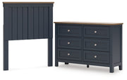 Landocken Twin Panel Headboard with Dresser in Brown/Blue from Ashley - Luna Furniture