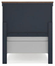 Landocken Twin Panel Headboard with Mirrored Dresser and Nightstand in Brown/Blue from Ashley - Luna Furniture