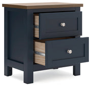 Landocken Twin Panel Headboard with Mirrored Dresser and Nightstand in Brown/Blue from Ashley - Luna Furniture