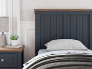 Landocken Twin Panel Headboard with Mirrored Dresser, Chest and 2 Nightstands in Brown/Blue from Ashley - Luna Furniture