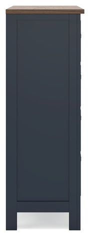 Landocken Twin Panel Headboard with Mirrored Dresser, Chest and Nightstand in Brown/Blue from Ashley - Luna Furniture