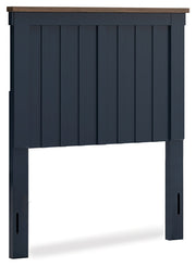 Landocken Twin Panel Headboard with Mirrored Dresser, Chest and Nightstand in Brown/Blue from Ashley - Luna Furniture