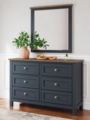 Landocken Twin Panel Headboard with Mirrored Dresser, Chest and Nightstand in Brown/Blue from Ashley - Luna Furniture