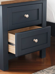 Landocken Twin Panel Headboard with Nightstand in Brown/Blue from Ashley - Luna Furniture