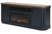 Landocken Two - tone 83" TV Stand with Electric Fireplace - Gate FurnitureTV Stand