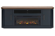 Landocken Two - tone 83" TV Stand with Electric Fireplace - Gate FurnitureTV Stand