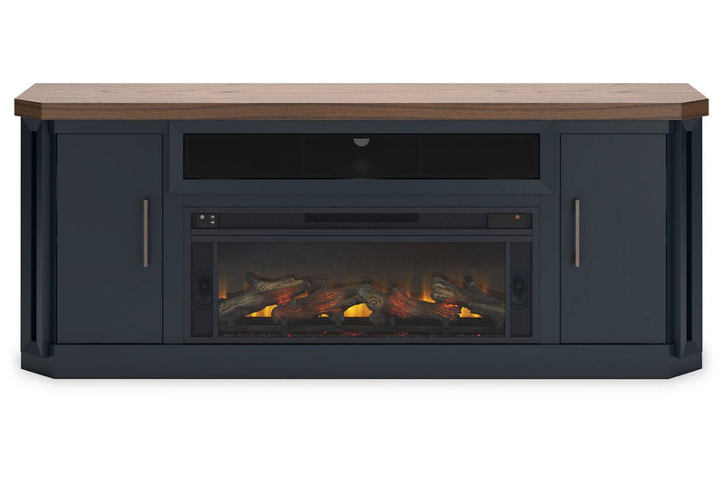 Landocken Two - tone 83" TV Stand with Electric Fireplace - Gate FurnitureTV Stand