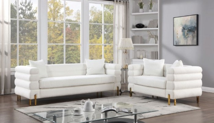 Landovery White/Gold Loveseat - CM6454WH-LV-PK
