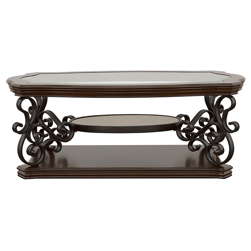 Laney 1-shelf Glass Top Rectangular Coffee Table Deep Merlot - 702448
